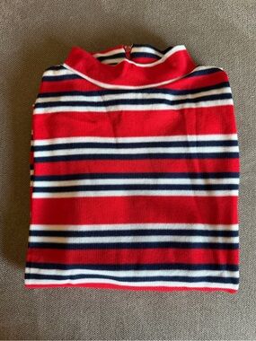 Vintage 70s Red Striped Turtleneck  Top by